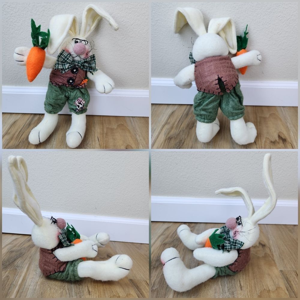 🎵Rustic Posable Shelf Sitter Bunny & Carrot - Picture 3 of 12